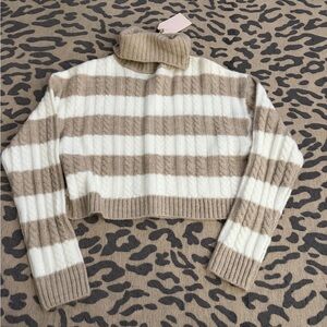 NWT Boxy Crop Striped Sweater